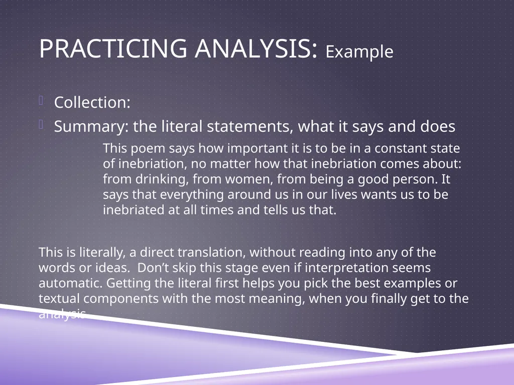 UNDERSTANDING ANALYSIS Interpretation Techniques - slide 35 of 43