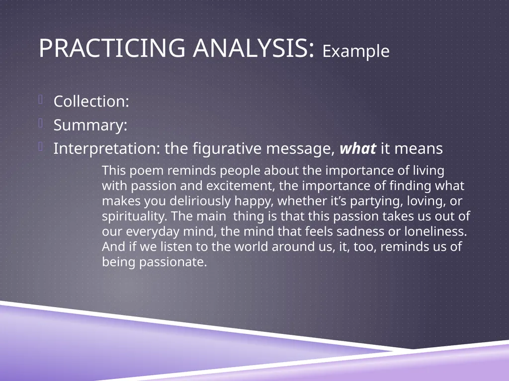 UNDERSTANDING ANALYSIS Interpretation Techniques - slide 36 of 43