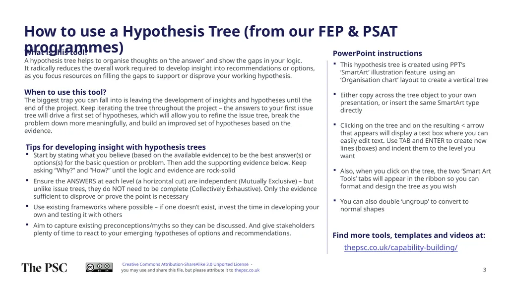 Hypothesis Tree - Guidance and Template 1 - slide 3 of 3