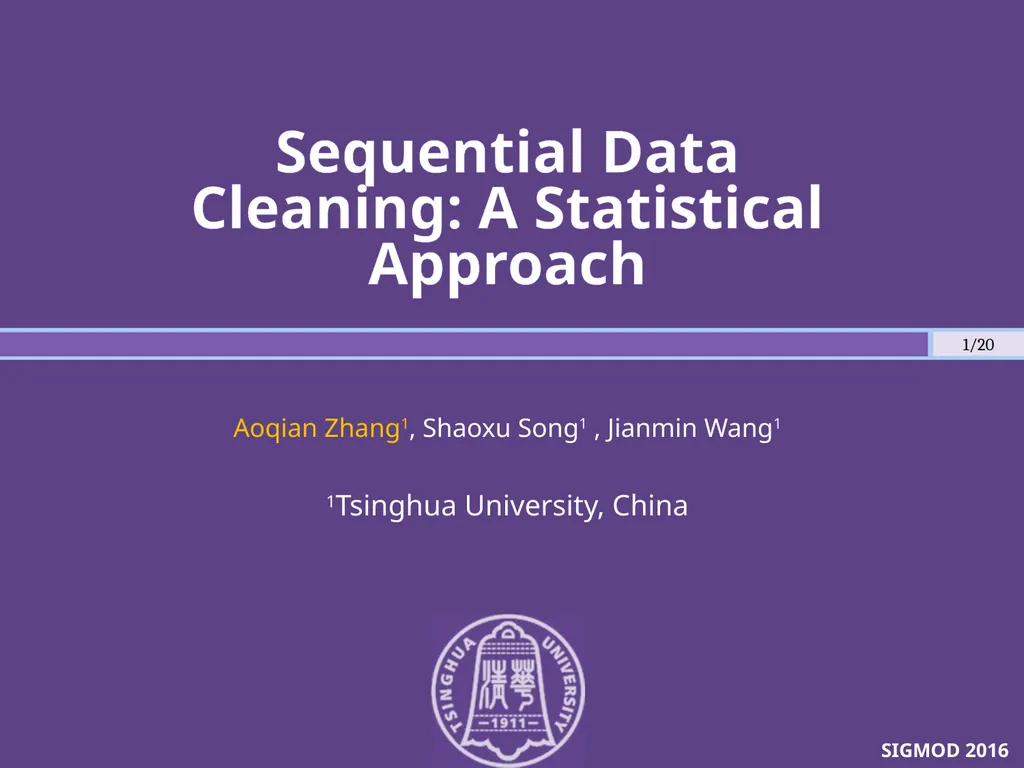 Sequential Data Cleaning: A Statistical Approach - slide 1 of 20