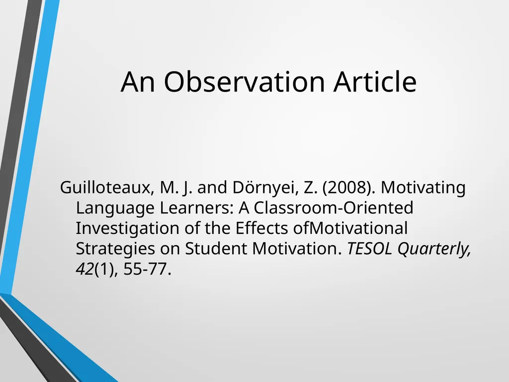 An Observation Article Guilloteaux, M. J. and - slide 1 of 14