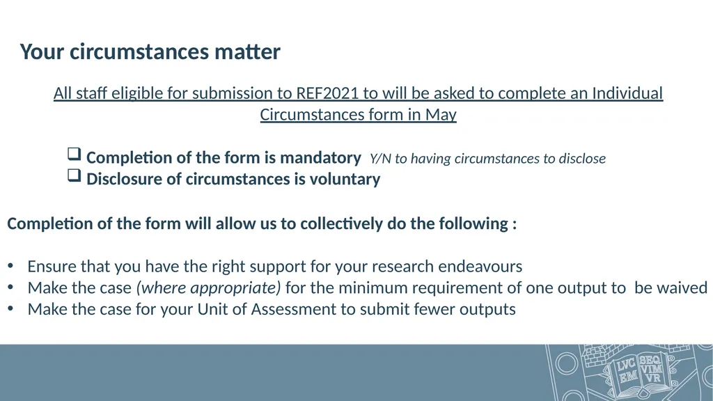 What is REF? All Staff Open Sessions – April 2019 - slide 23 of 30