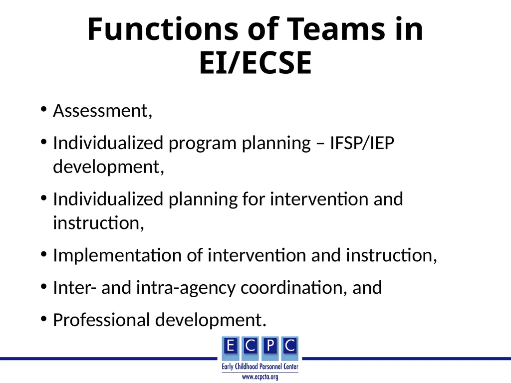 Teams and Team Models in: Early Intervention/Early - slide 11 of 32