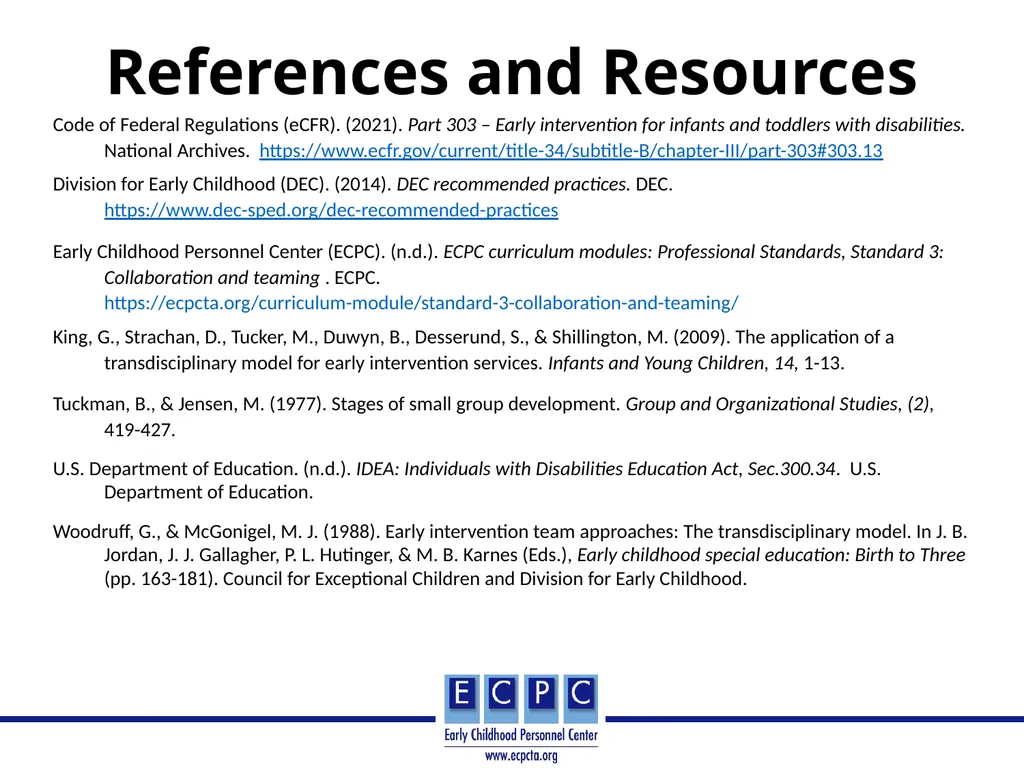 Teams and Team Models in: Early Intervention/Early - slide 31 of 32