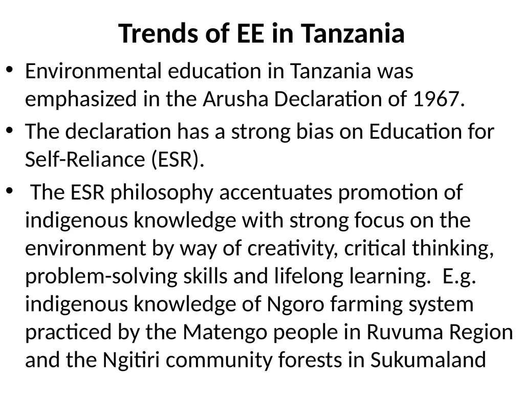 HISTORY AND PHILOSOPHY OF ENVIRONMENTAL EDUCATION - slide 28 of 33