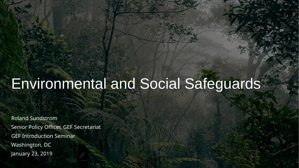 Environmental and Social Safeguards Roland - slide 1 of 8