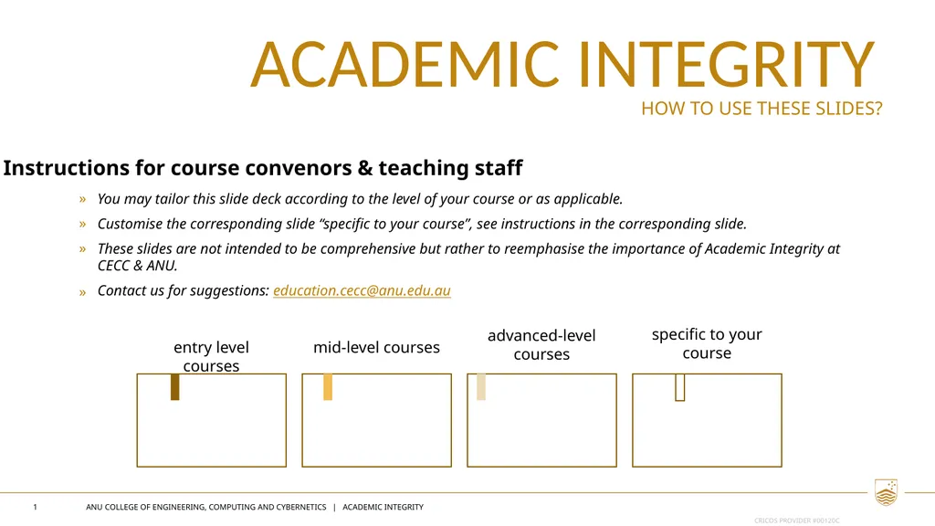 Academic integrity 1 Instructions for course - slide 1 of 12
