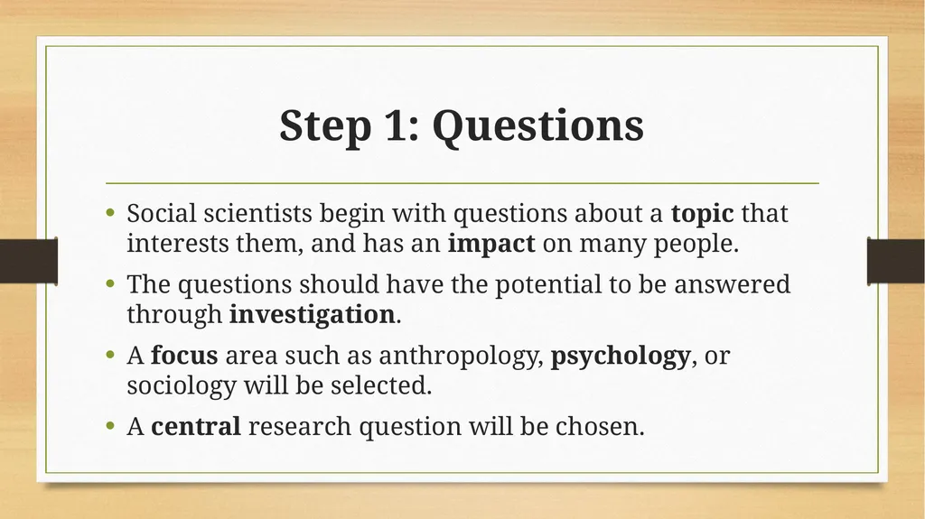 The Social Science Inquiry Model What is the - slide 3 of 12