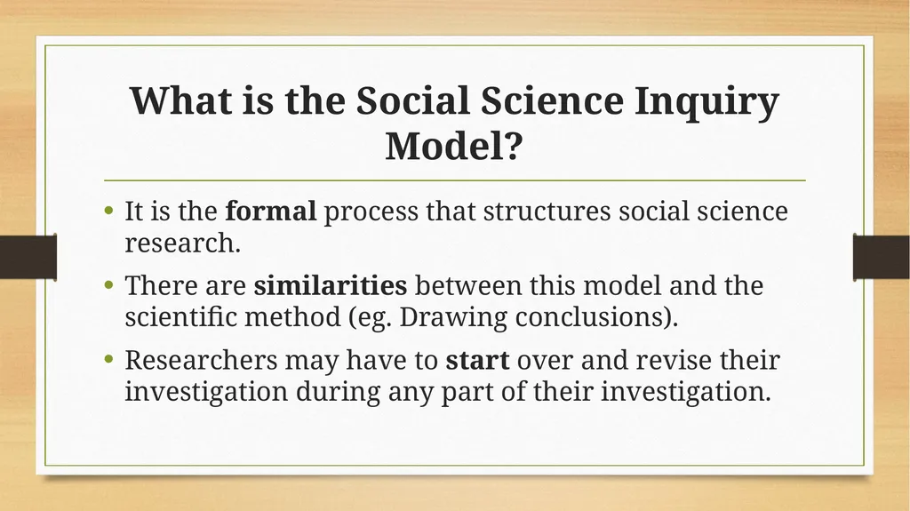 The Social Science Inquiry Model What is the - slide 2 of 12