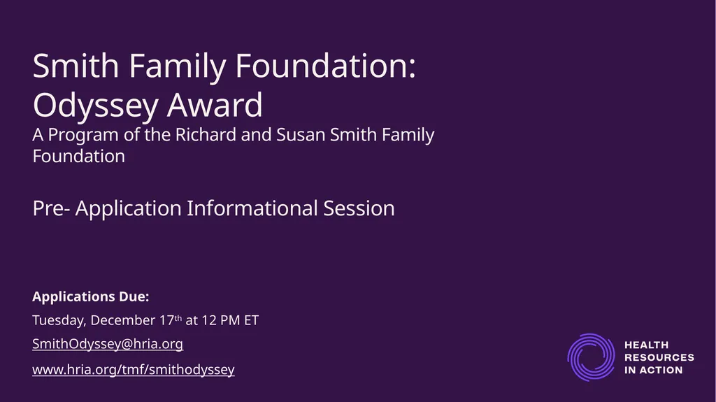 Smith Family Foundation: Odyssey Award A Program - slide 1 of 17