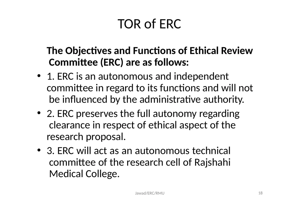 Ethical Review Committee (ERC) Prof. Dr. Md. - slide 18 of 26