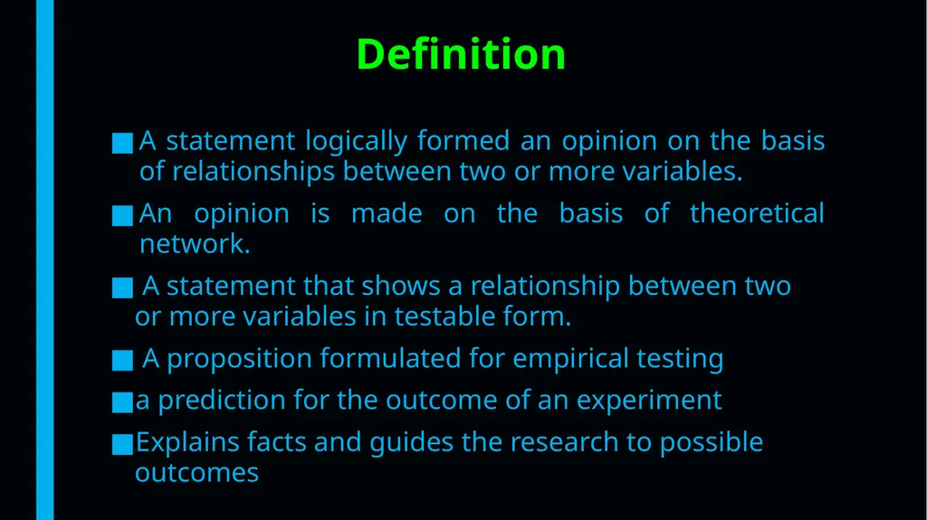 Theories, Theoretical Framework, Variables, - slide 40 of 55