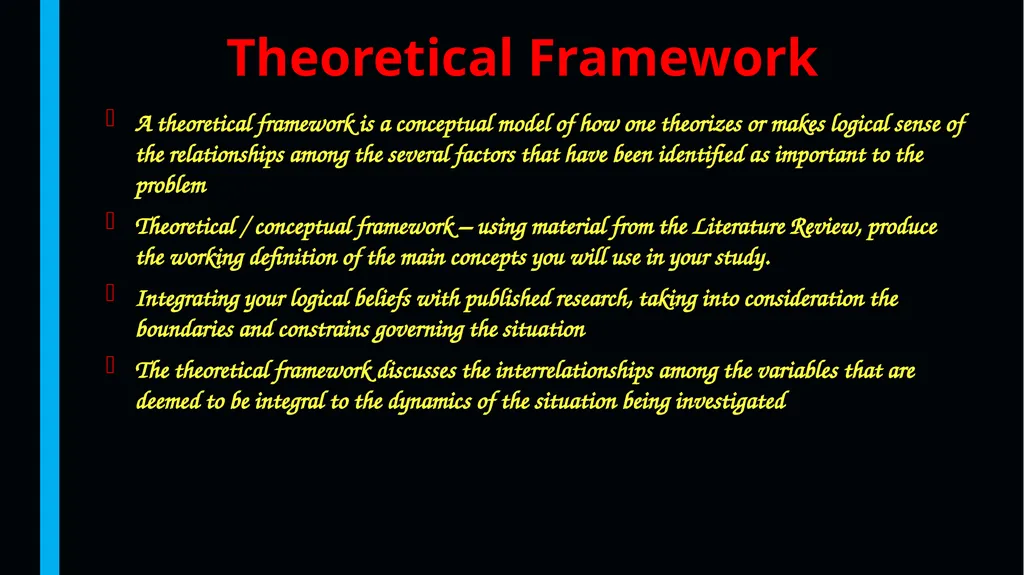 Theories, Theoretical Framework, Variables, - slide 14 of 55