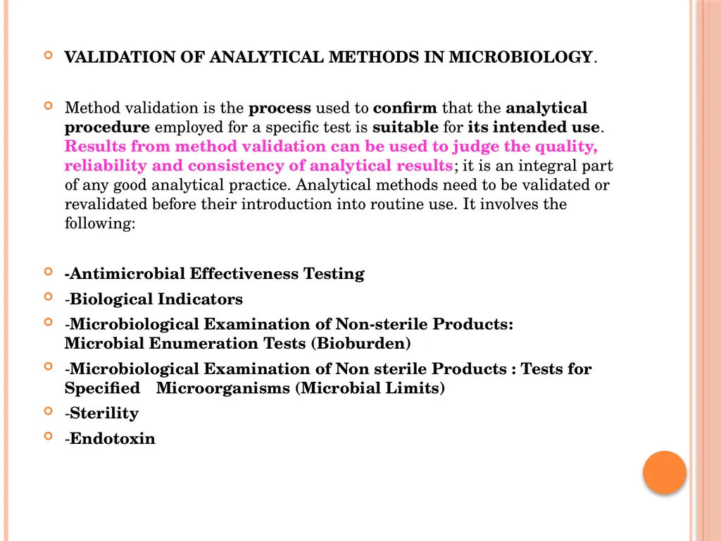 MICROBIOLOGY FOR ANALYSTS- Validation of - slide 21 of 59