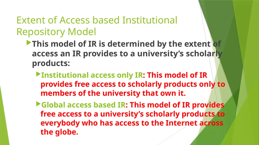 Institutional Repositories as a Veritable Tool - slide 5 of 11