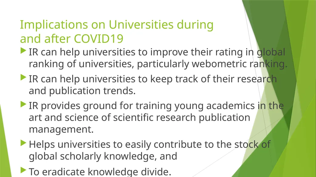 Institutional Repositories as a Veritable Tool - slide 10 of 11
