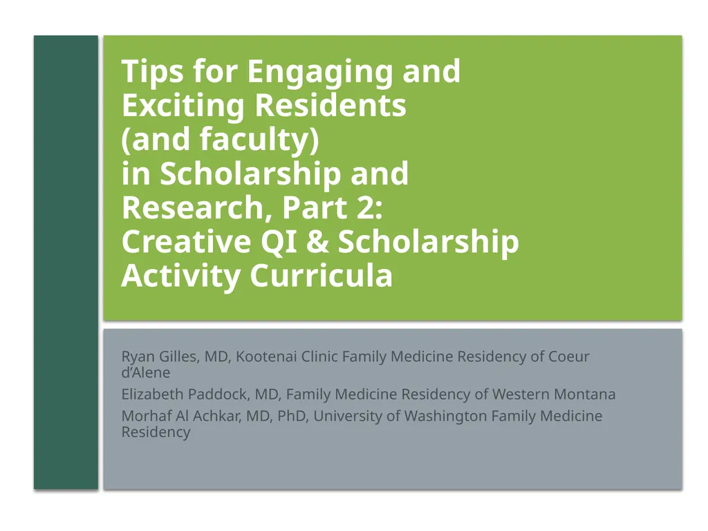 Tips for Engaging and Exciting Residents (and - slide 1 of 25