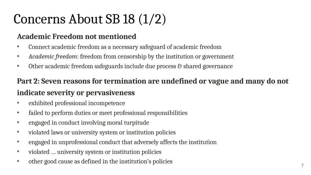 New State Laws on Firing Faculty (SB 18) and - slide 7 of 16