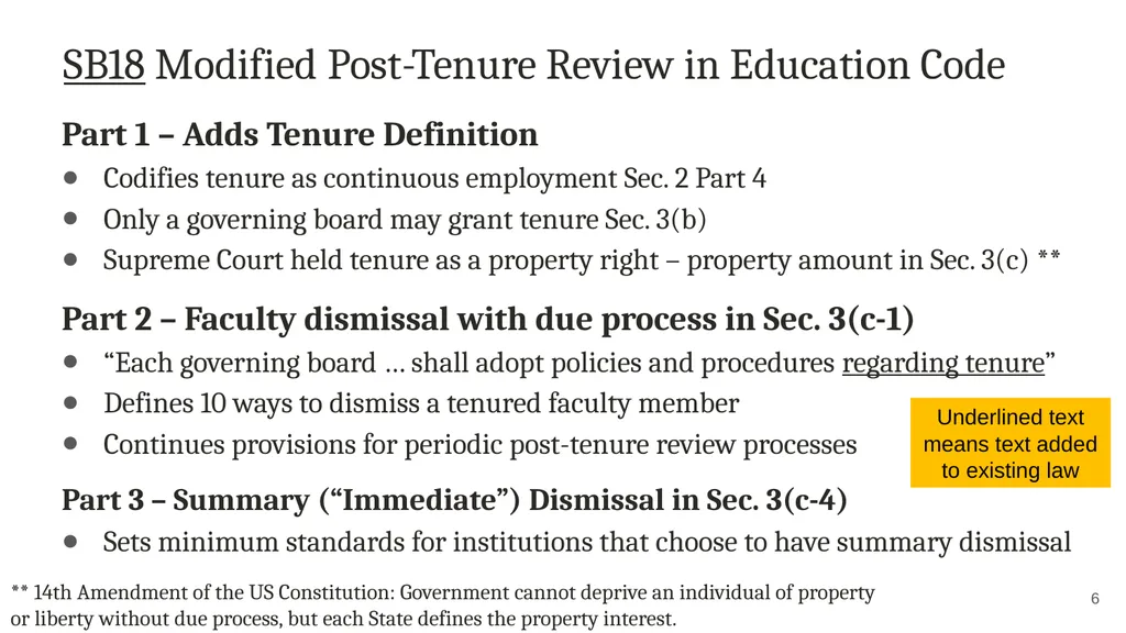 New State Laws on Firing Faculty (SB 18) and - slide 6 of 16
