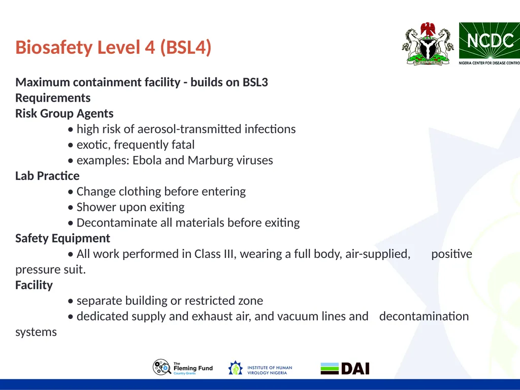 LABORATORY BIOSAFETY Objectives • Biosafety - slide 14 of 17