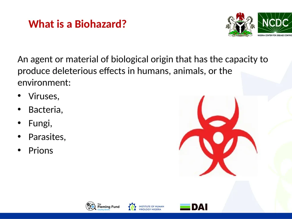 LABORATORY BIOSAFETY Objectives • Biosafety - slide 4 of 17