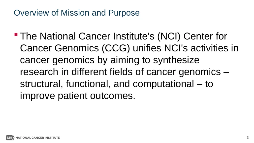 Presented By: Jean C. Zenklusen, PhD October 1, - slide 3 of 14