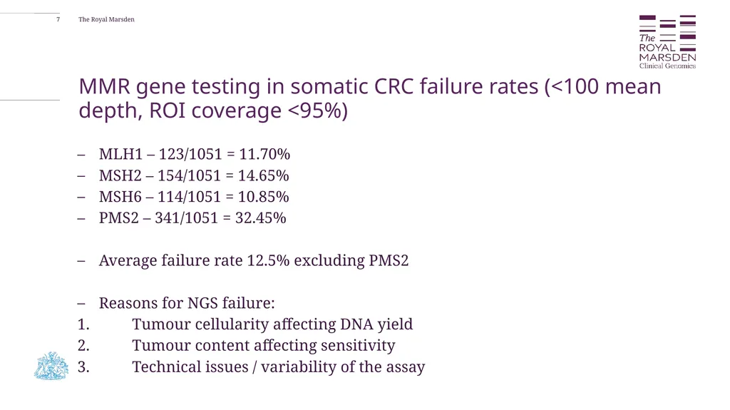 The potential benefit of MMR, MSI and TMB as SoC - slide 7 of 11