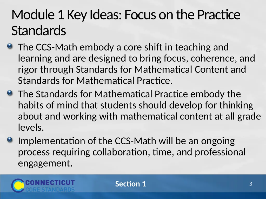 Connecticut Core Standards for Mathematics Systems - slide 3 of 18