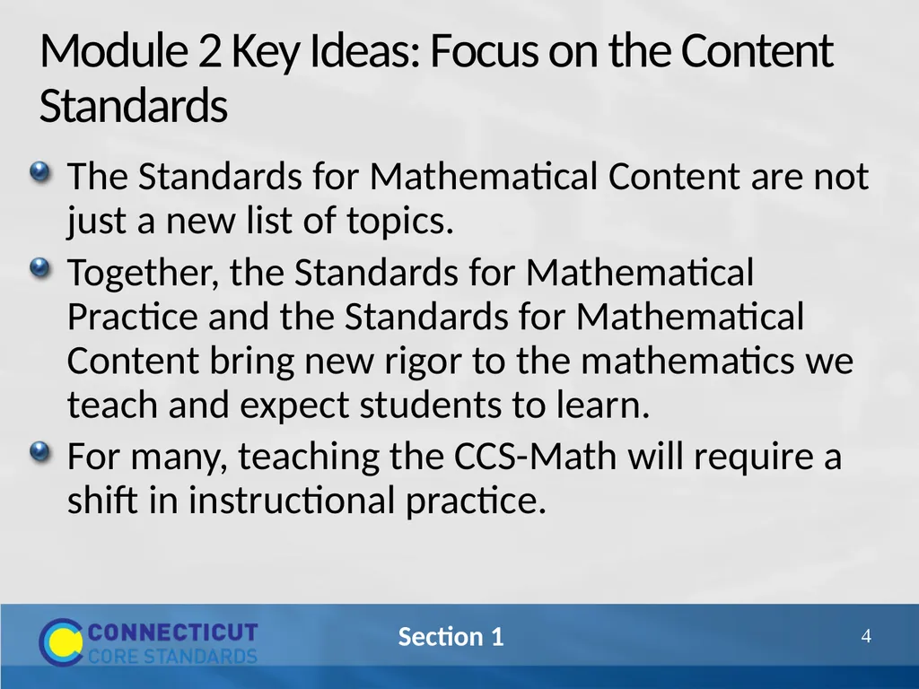 Connecticut Core Standards for Mathematics Systems - slide 4 of 18