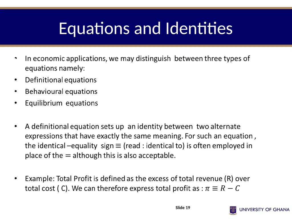 ECON 213 ELEMENTS OF MATHS FOR ECONOMISTS Session - slide 19 of 21