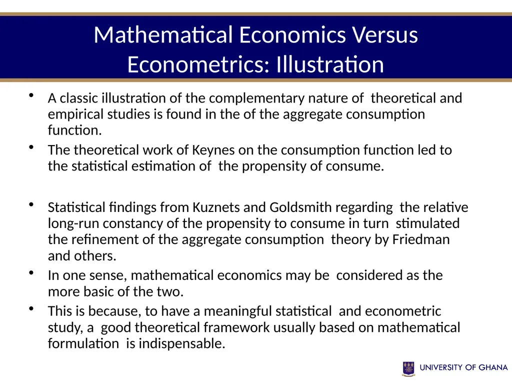 ECON 213 ELEMENTS OF MATHS FOR ECONOMISTS Session - slide 11 of 21