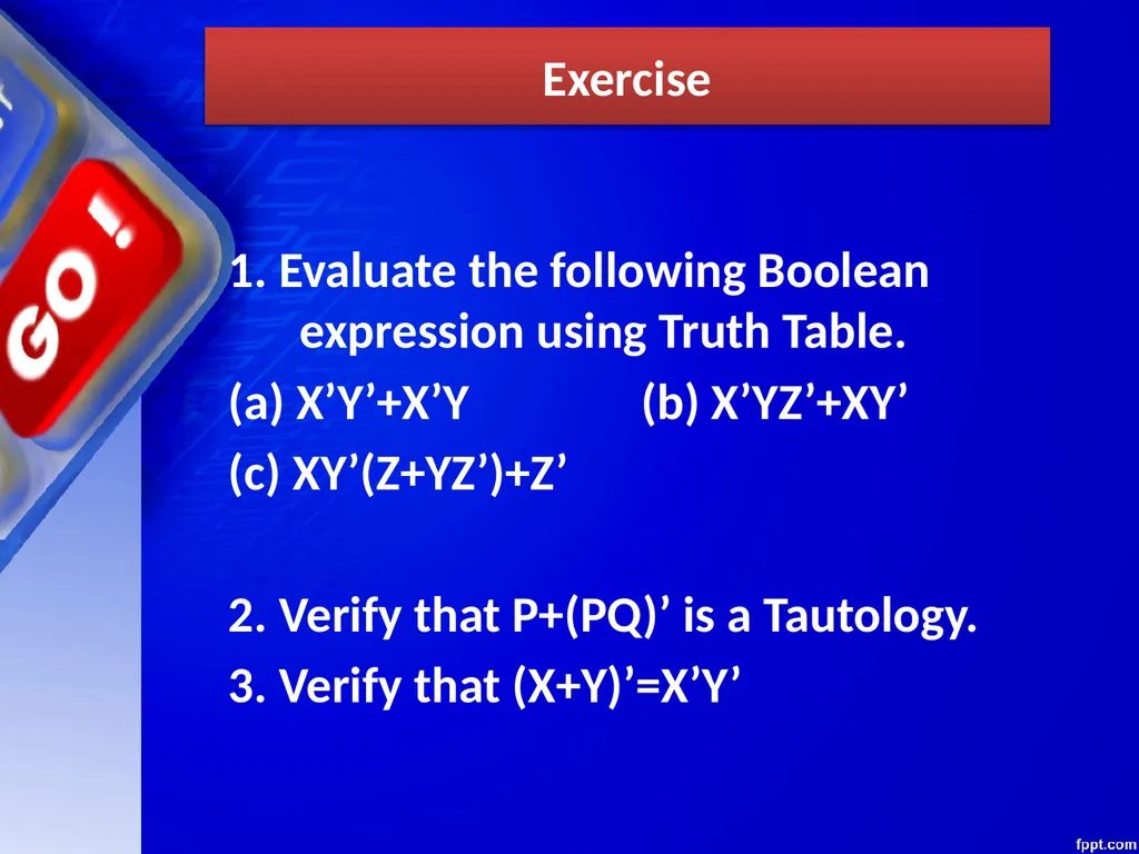 CHAPTER – 03 BOOLEAN ALGEBRA Unit 1 Computer - slide 13 of 52