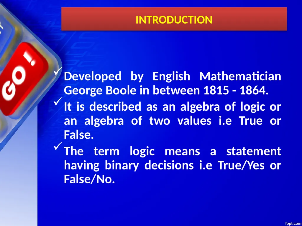 CHAPTER – 03 BOOLEAN ALGEBRA Unit 1 Computer - slide 3 of 52