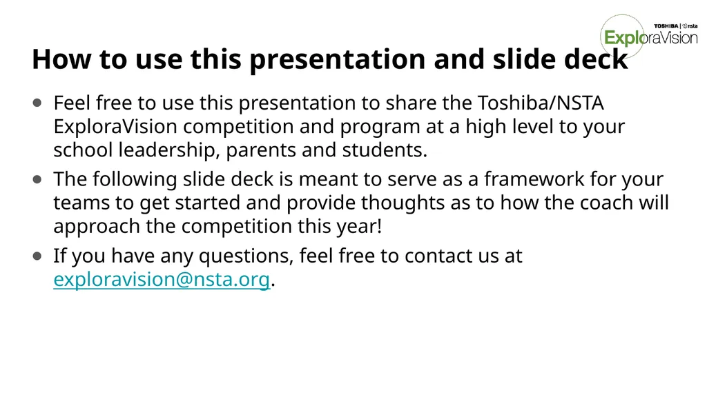 Toshiba/NSTA ExploraVision Introducing STEM - slide 2 of 24