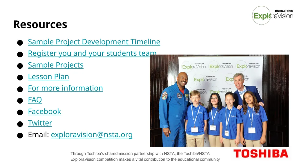 Toshiba/NSTA ExploraVision Introducing STEM - slide 24 of 24
