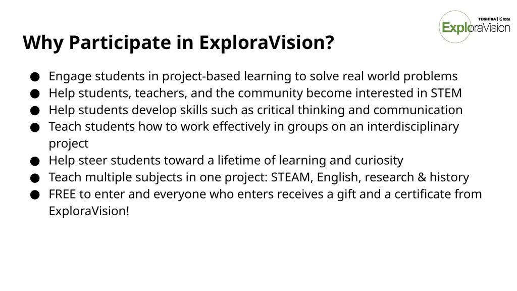 Toshiba/NSTA ExploraVision Introducing STEM - slide 5 of 24