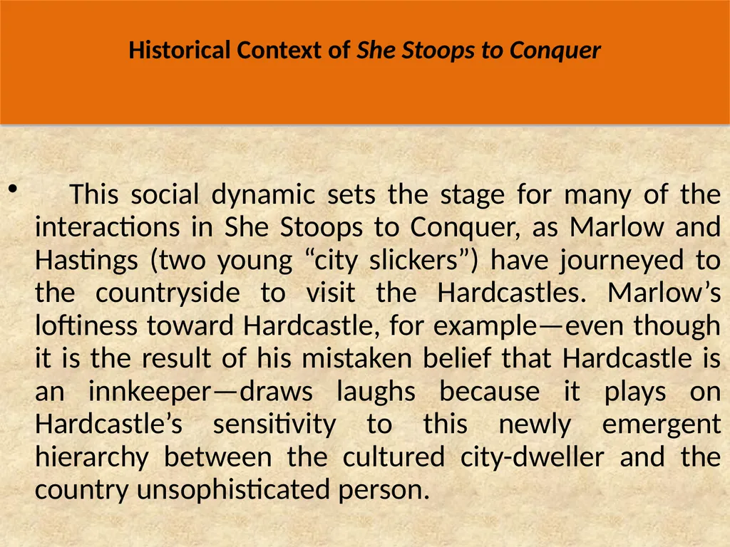 Historical Context of She Stoops to Conquer - slide 6 of 7