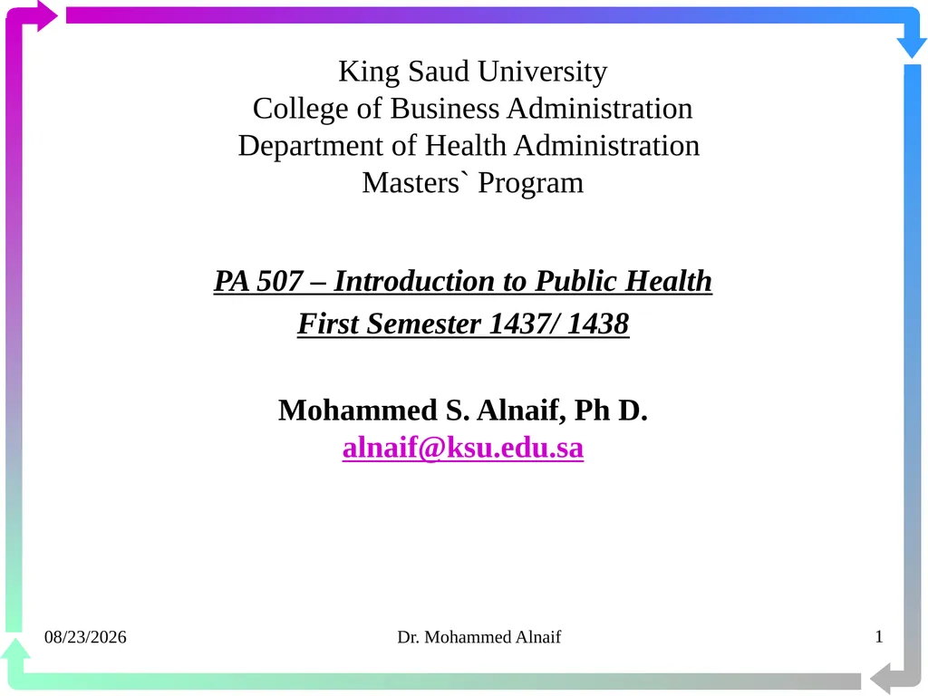14/02/1441 Dr. Mohammed Alnaif 1 King Saud - slide 1 of 98