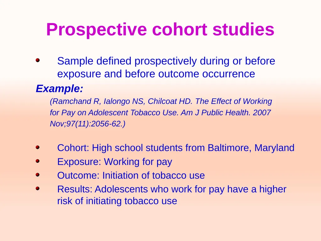 Cohort studies Training course in research - slide 8 of 31