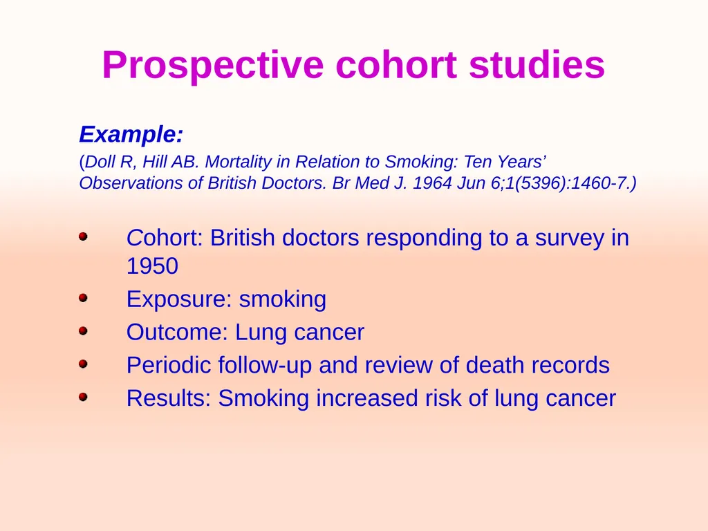 Cohort studies Training course in research - slide 9 of 31