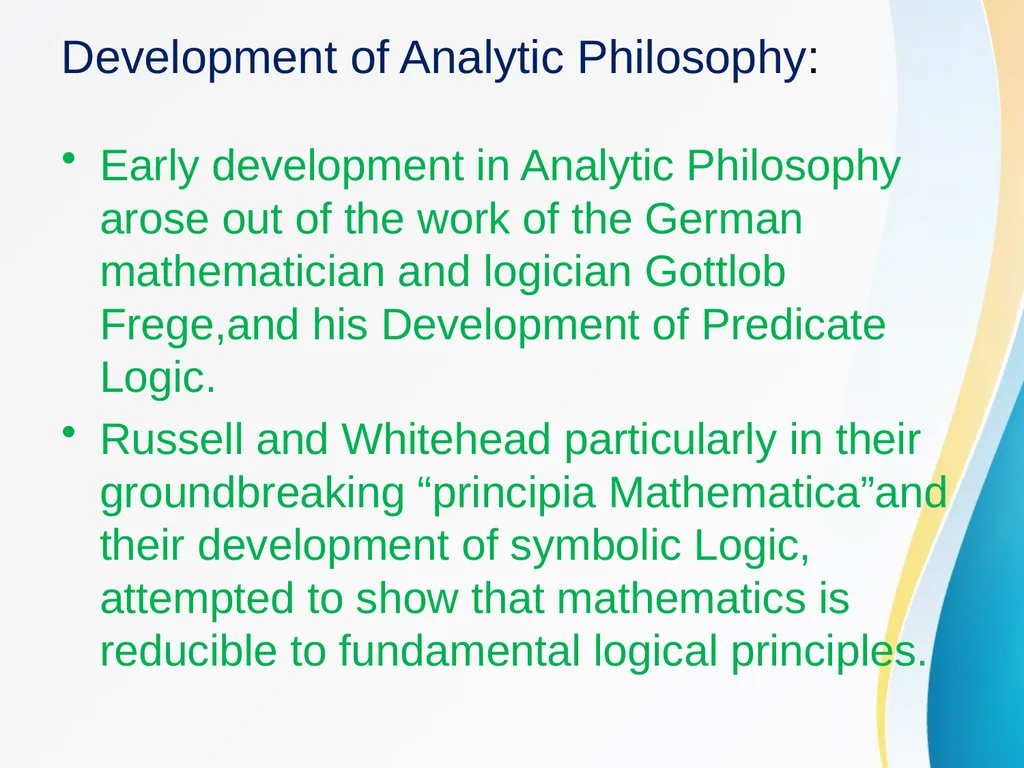 An Analytic Philosophy :Overview Presented By: - slide 5 of 8