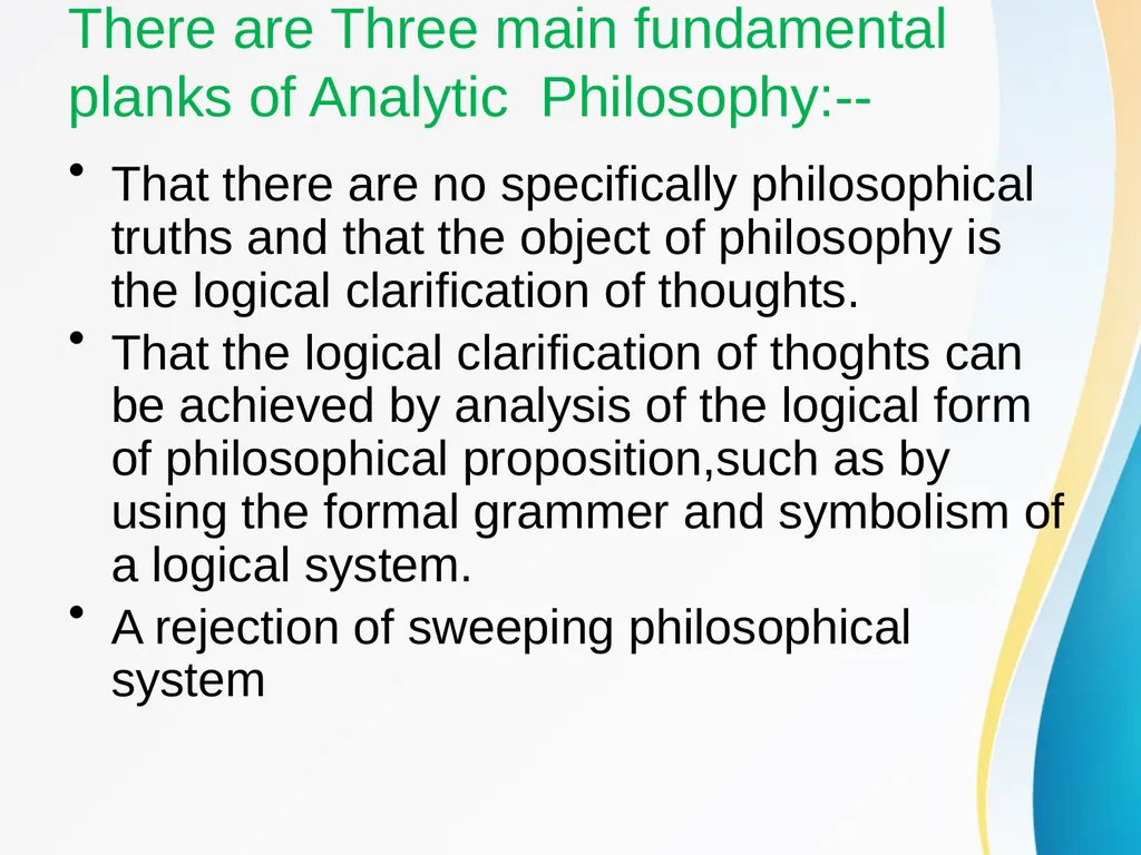 An Analytic Philosophy :Overview Presented By: - slide 4 of 8