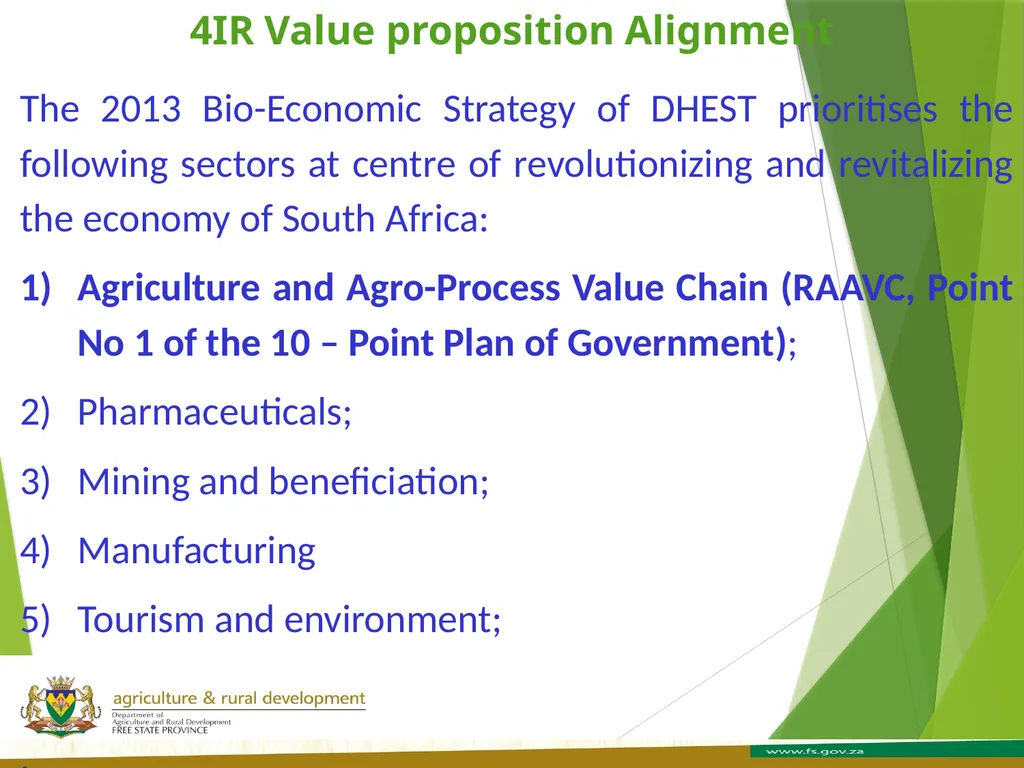 FREE STATE PROVINCE AGRICULTURE AND RURAL - slide 26 of 31
