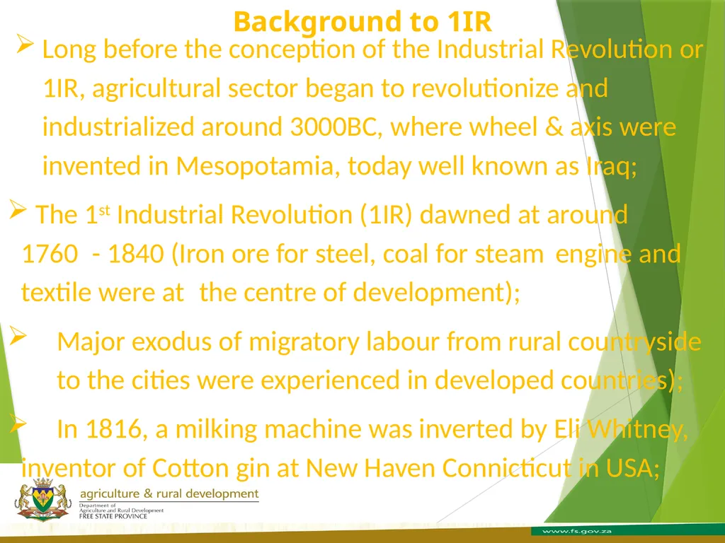 FREE STATE PROVINCE AGRICULTURE AND RURAL - slide 3 of 31
