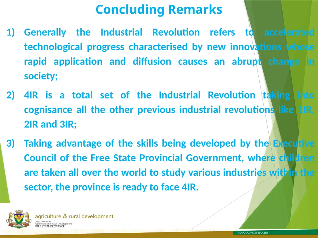 FREE STATE PROVINCE AGRICULTURE AND RURAL - slide 30 of 31