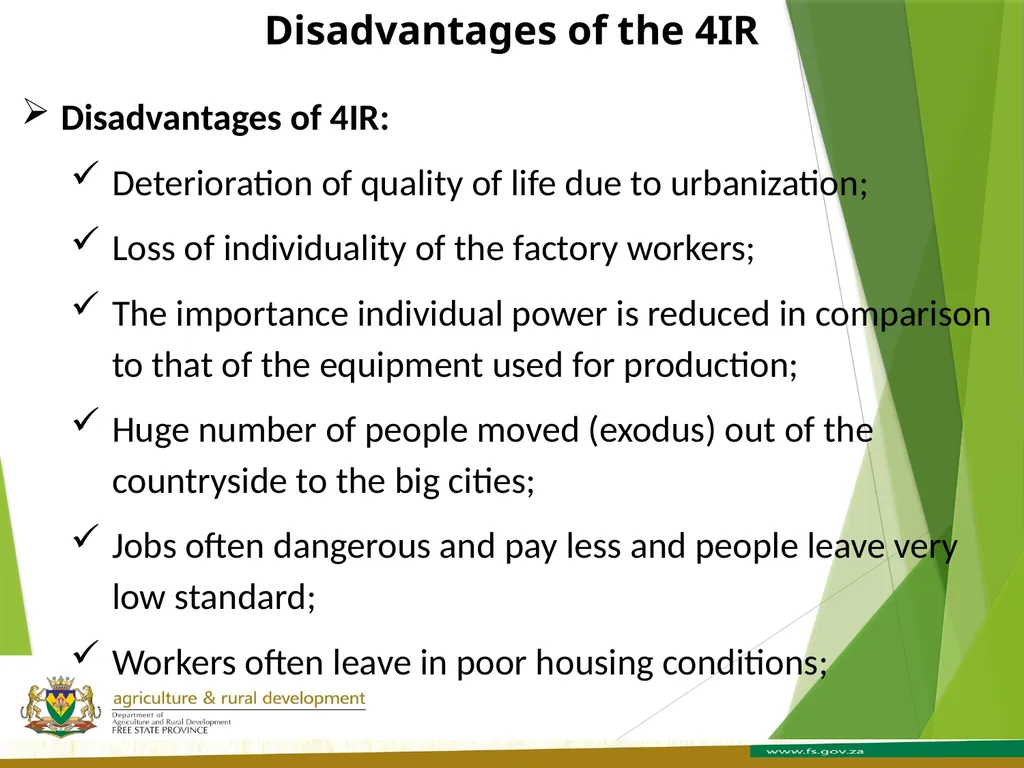 FREE STATE PROVINCE AGRICULTURE AND RURAL - slide 13 of 31