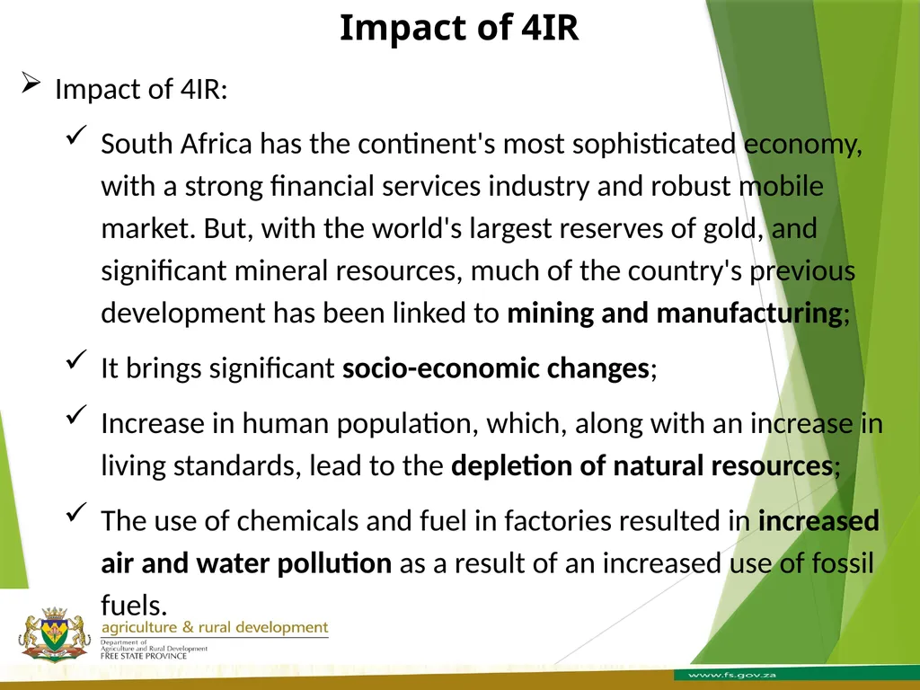 FREE STATE PROVINCE AGRICULTURE AND RURAL - slide 17 of 31