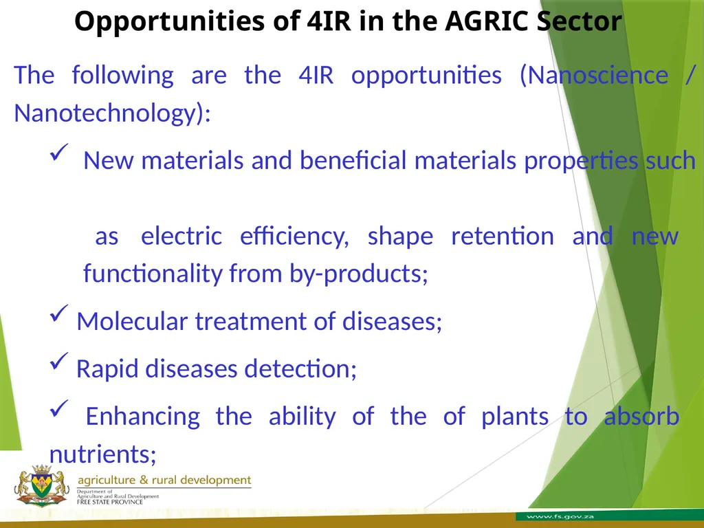 FREE STATE PROVINCE AGRICULTURE AND RURAL - slide 22 of 31