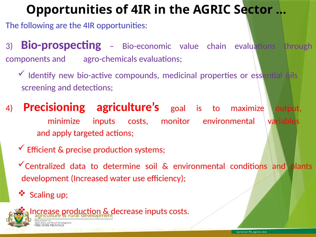 FREE STATE PROVINCE AGRICULTURE AND RURAL - slide 24 of 31
