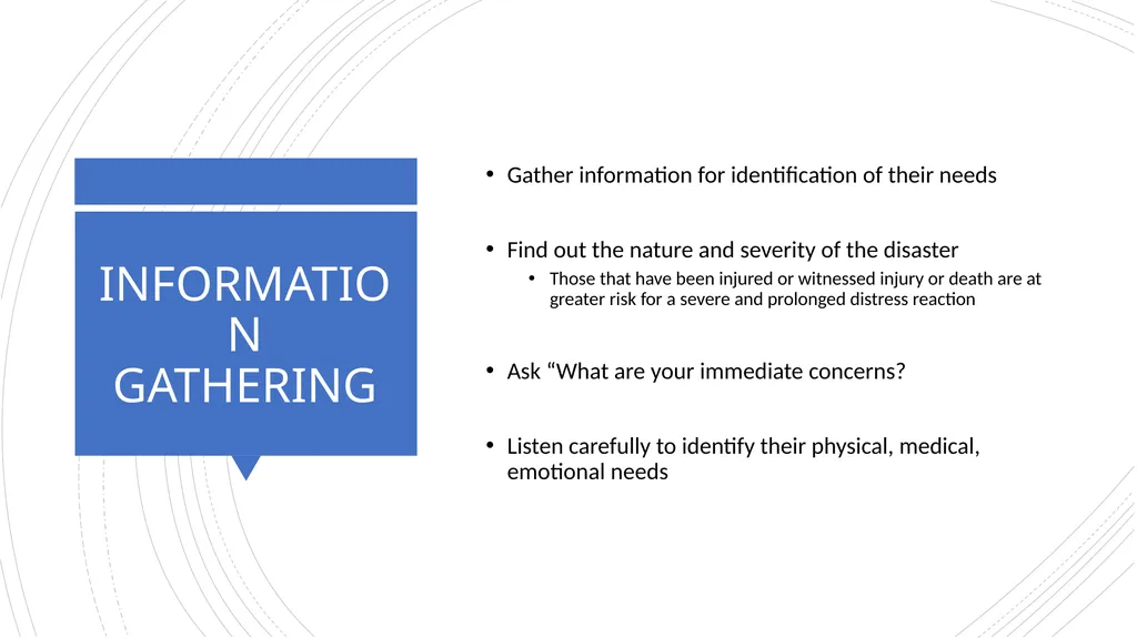 PSYCHOLOGICAL FIRST AID Getting through trauma - slide 22 of 42